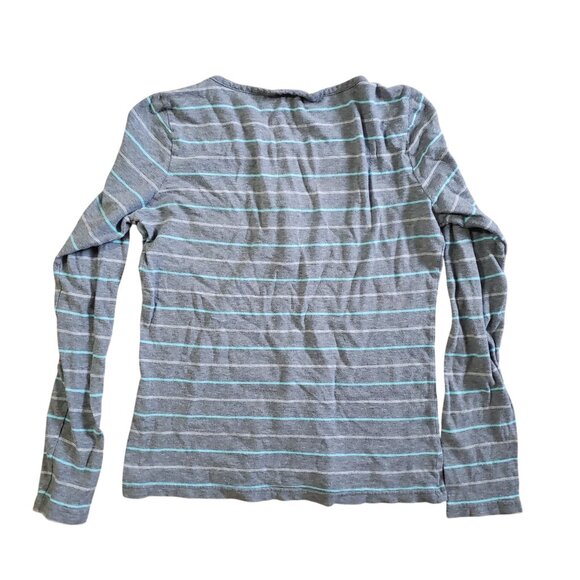 Aeropostale Gray Striped Long Sleeve Henley Top Size  XL Cotton Y2K Preppy - Picture 2 of 5
